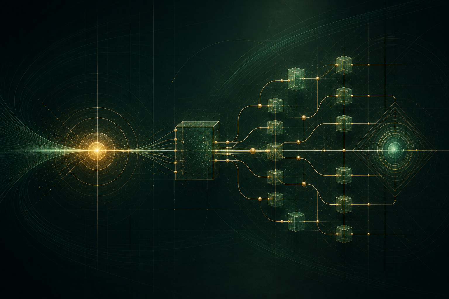 Abstract origin node starting and illuminating a larger program network.