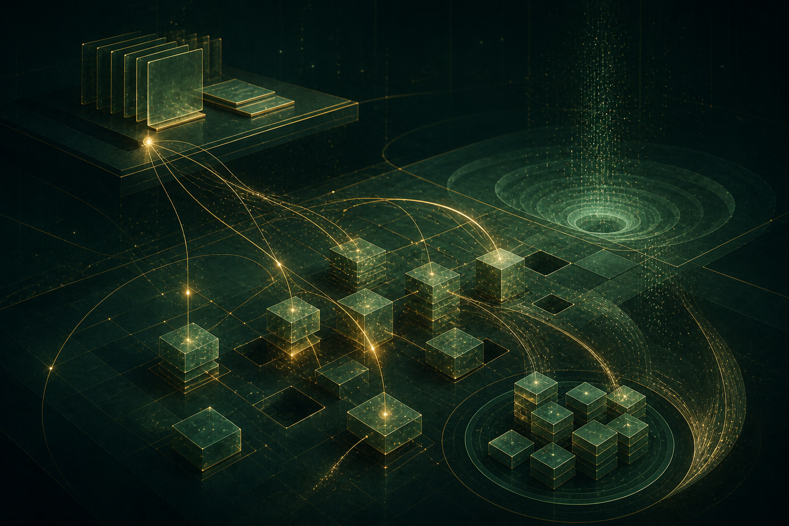 Abstract dynamic memory field where allocated blocks are owned and released into an ordered resource pool.